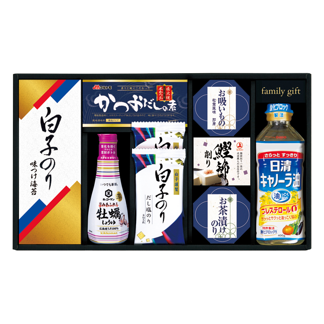 【送料無料】 キッコーマンしょうゆ＆白子のり食卓詰合せ　No.40